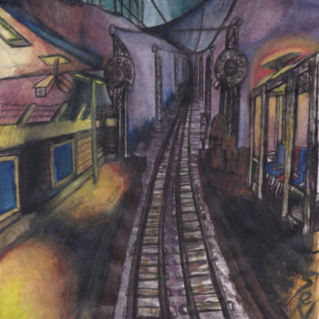 Painting titled "étude pour train st…" by S F P (Severe), Original Artwork, Ink