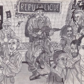 Drawing titled "REPUFLIQUE" by S F P (Severe), Original Artwork, Ballpoint pen