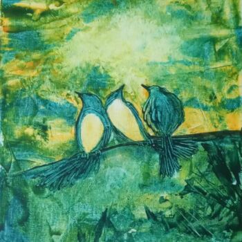 Ζωγραφική με τίτλο "Three little birds" από Séverine Florin, Αυθεντικά έργα τέχνης, Ακρυλικό