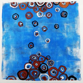 Painting titled "Bulles bleues" by Séverine Piques (WOERLY), Original Artwork, Acrylic