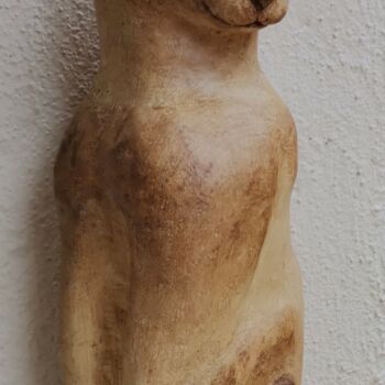 Скульптура под названием "POSE FÉLINE" - Severine Soulas, Подлинное произведение искусства, Дерево