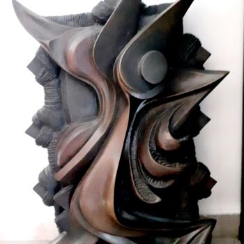 Sculpture titled "VOLATILE EN CAGE" by Severino Braccialarghe, Original Artwork, Bronze