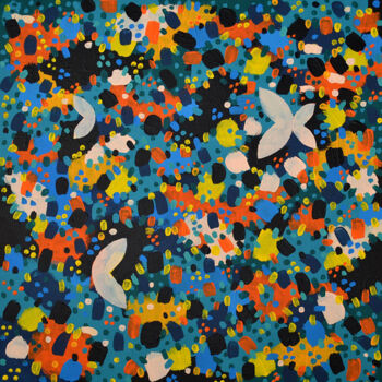 Malerei mit dem Titel "Invasion of Butterf…" von Sevil Ahmadian, Original-Kunstwerk, Acryl