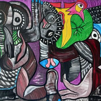 「LES MELANGES ENTRE…」というタイトルの絵画 Angelo Hossou Zoffounによって, オリジナルのアートワーク, アクリル