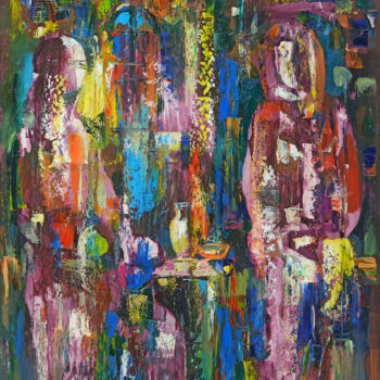 Картина под названием "Evening talk (35x45…" - Seyran, Подлинное произведение искусства, Масло