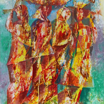 Pintura titulada "Women gathering gra…" por Seyran, Obra de arte original, Oleo