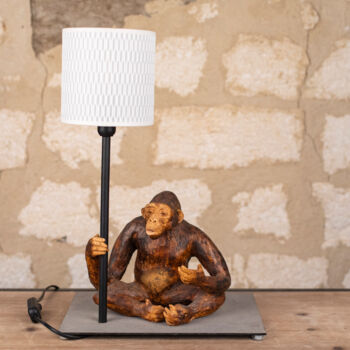 Sculpture titled "Lampe chimpanzé" by Seys Sculpture, Original Artwork, Terra cotta