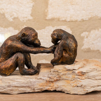 Sculpture intitulée "La consolation" par Seys Sculpture, Œuvre d'art originale, Terre cuite