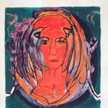 제목이 "autoportrait rouge"인 미술작품 Sf Dini로, 원작, 구아슈