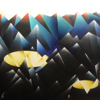 Schilderij getiteld "geometrische konfig…" door Siegbert Geis, Origineel Kunstwerk, Olie