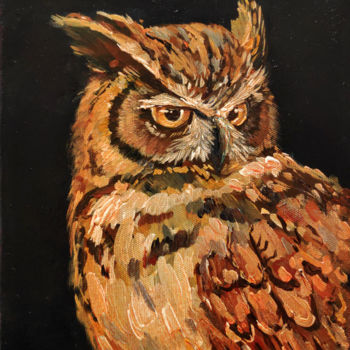 Картина под названием "Owl #1" - Sona Petrosyan, Подлинное произведение искусства, Акрил