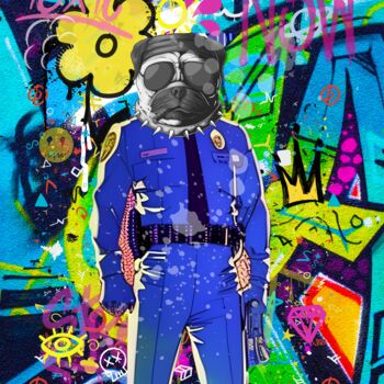 Digitale Kunst getiteld "Streetart dogcop" door Sglxxxiii, Origineel Kunstwerk, Digitale collage