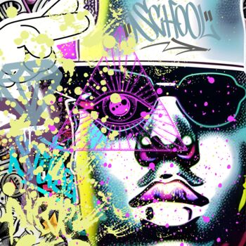 Цифровое искусство под названием "Streetart bigstar" - Sglxxxiii, Подлинное произведение искусства, Цифровая живопись