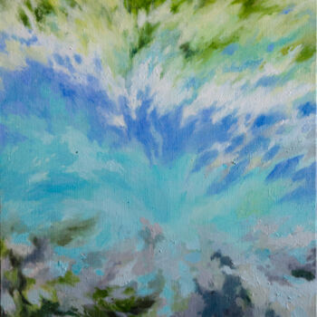 Painting titled "Blue lake" by Sha, Original Artwork, Oil