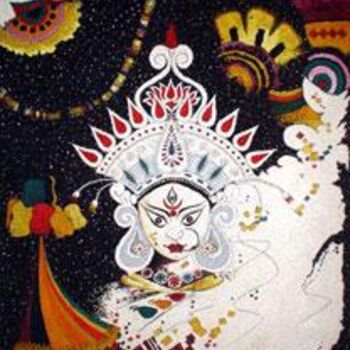 Peinture intitulée "Durga" par Shabu Kutty, Œuvre d'art originale, Autre