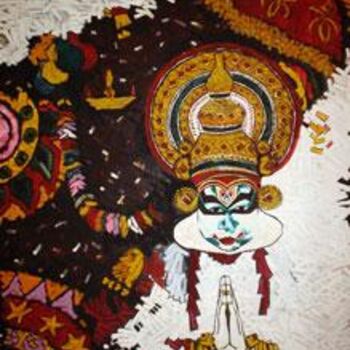 Peinture intitulée "Kathakali: A Dance…" par Shabu Kutty, Œuvre d'art originale