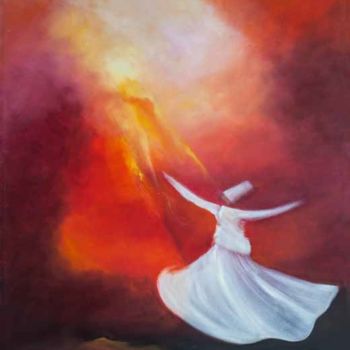 Painting titled "Whirling Dervishes 7" by Shafique Farooqi, Original Artwork, Oil