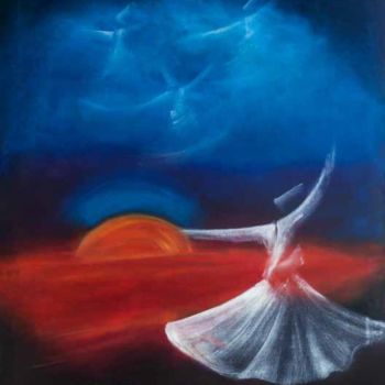Painting titled "Whirling Dervishes9" by Shafique Farooqi, Original Artwork, Oil