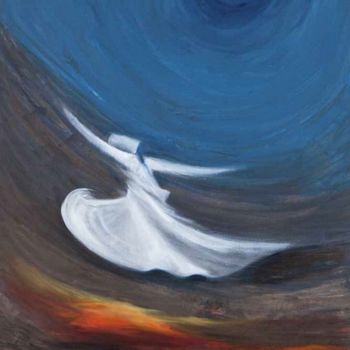 Pittura intitolato "Whirling Dervishes20" da Shafique Farooqi, Opera d'arte originale, Olio