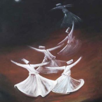 Painting titled "Whirling Dervishes21" by Shafique Farooqi, Original Artwork, Oil