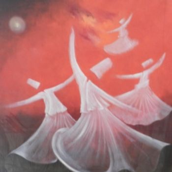 Painting titled "Whirling Dervishes22" by Shafique Farooqi, Original Artwork, Oil