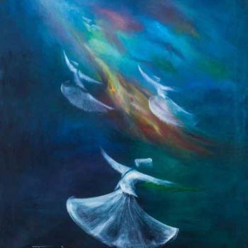 Painting titled "Whirling Dervishes26" by Shafique Farooqi, Original Artwork, Oil