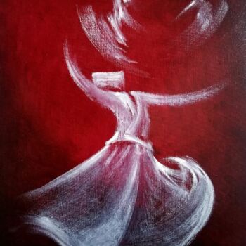 Peinture intitulée "Whirling Dervishes.1" par Shafique Farooqi, Œuvre d'art originale, Huile