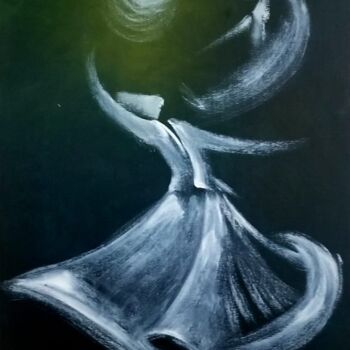 Malerei mit dem Titel "Whirling Dervishes.2" von Shafique Farooqi, Original-Kunstwerk, Öl