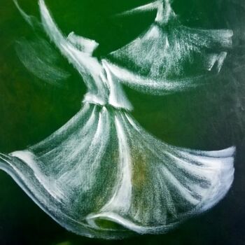 Peinture intitulée "Whirling Dervishes.3" par Shafique Farooqi, Œuvre d'art originale, Huile