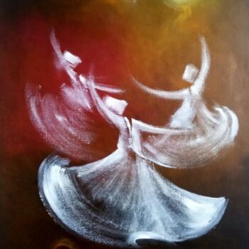 Картина под названием "Whirling Dervishes.5" - Shafique Farooqi, Подлинное произведение искусства, Масло