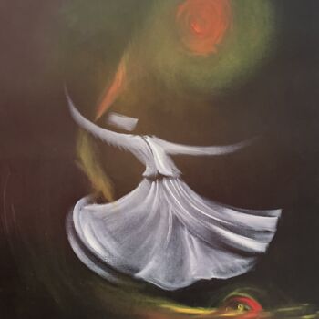 「Whirling Dervishes…」というタイトルの絵画 Shafique Farooqiによって, オリジナルのアートワーク, オイル
