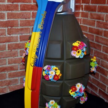 Sculpture titled "Only Flower Bombs" by Shagmac, Original Artwork, Resin