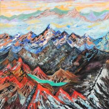 Malerei mit dem Titel "Sundown at Karakorum" von Shahid Zuberi, Original-Kunstwerk, Acryl