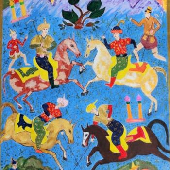 Pintura titulada "Chogan -- A Polo Ma…" por Shahid Zuberi, Obra de arte original, Acrílico