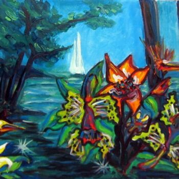 Painting titled "The Beautiful Orchi…" by Shahram Kafai, Original Artwork, Oil