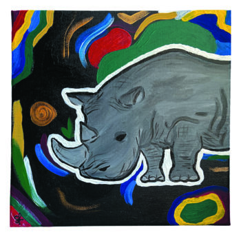 Pintura intitulada "Rhino" por Meruyert Shakeyeva, Obras de arte originais, Acrílico