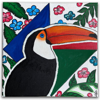 Schilderij getiteld "Toucan wild" door Meruyert Shakeyeva, Origineel Kunstwerk, Gouache