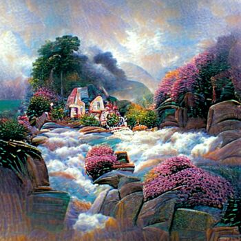 Digital Arts titled "Lilac ridge" by Shakti Ferguson, Original Artwork, Digital Painting