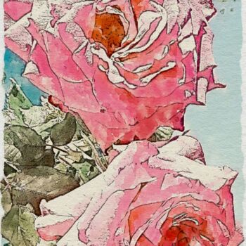 Digital Arts titled "Erotic Rose" by Shakti Ferguson, Original Artwork, Watercolor