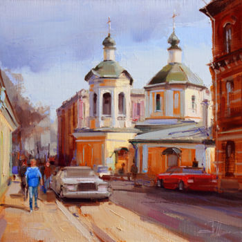 Painting titled "Старый храм. Церков…" by Shalaev Alexey, Original Artwork, Oil