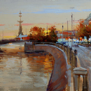 Painting titled "Twilight. Moscow, v…" by Shalaev Alexey, Original Artwork, Oil