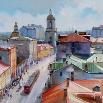Peinture intitulée "Pyatnitskaya Street…" par Shalaev Alexey, Œuvre d'art originale, Huile