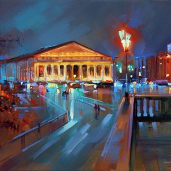 Painting titled "The lights of an" by Shalaev Alexey, Original Artwork, Oil