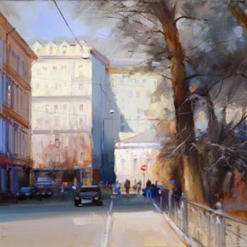 Painting titled "The April sun, Nary…" by Shalaev Alexey, Original Artwork, Oil
