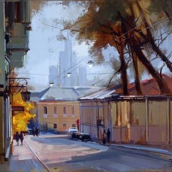 Painting titled "Kolpachny lane." by Shalaev Alexey, Original Artwork, Oil