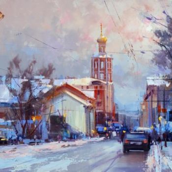 Pintura intitulada "Winter sun. Petrovka" por Shalaev Alexey, Obras de arte originais, Óleo