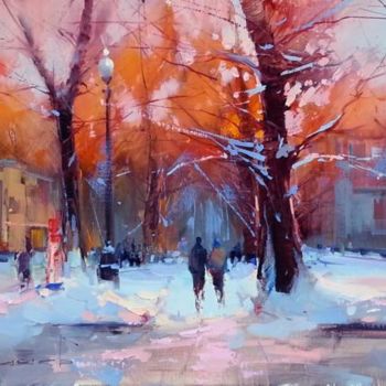 Painting titled "At the dawn of the…" by Shalaev Alexey, Original Artwork, Oil