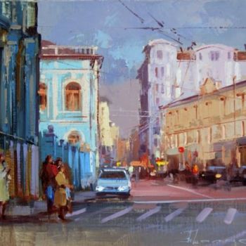 Painting titled "Good day. Street My…" by Shalaev Alexey, Original Artwork, Oil