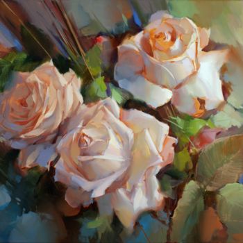 Картина под названием "Roses Creme de la C…" - Shalaev Alexey, Подлинное произведение искусства