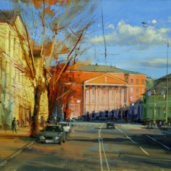 Painting titled ""Time long shadows.…" by Shalaev Alexey, Original Artwork, Oil